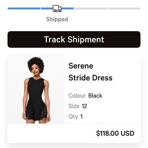 Lululemon Serene Stride Tennis Dress - Black - Size 12